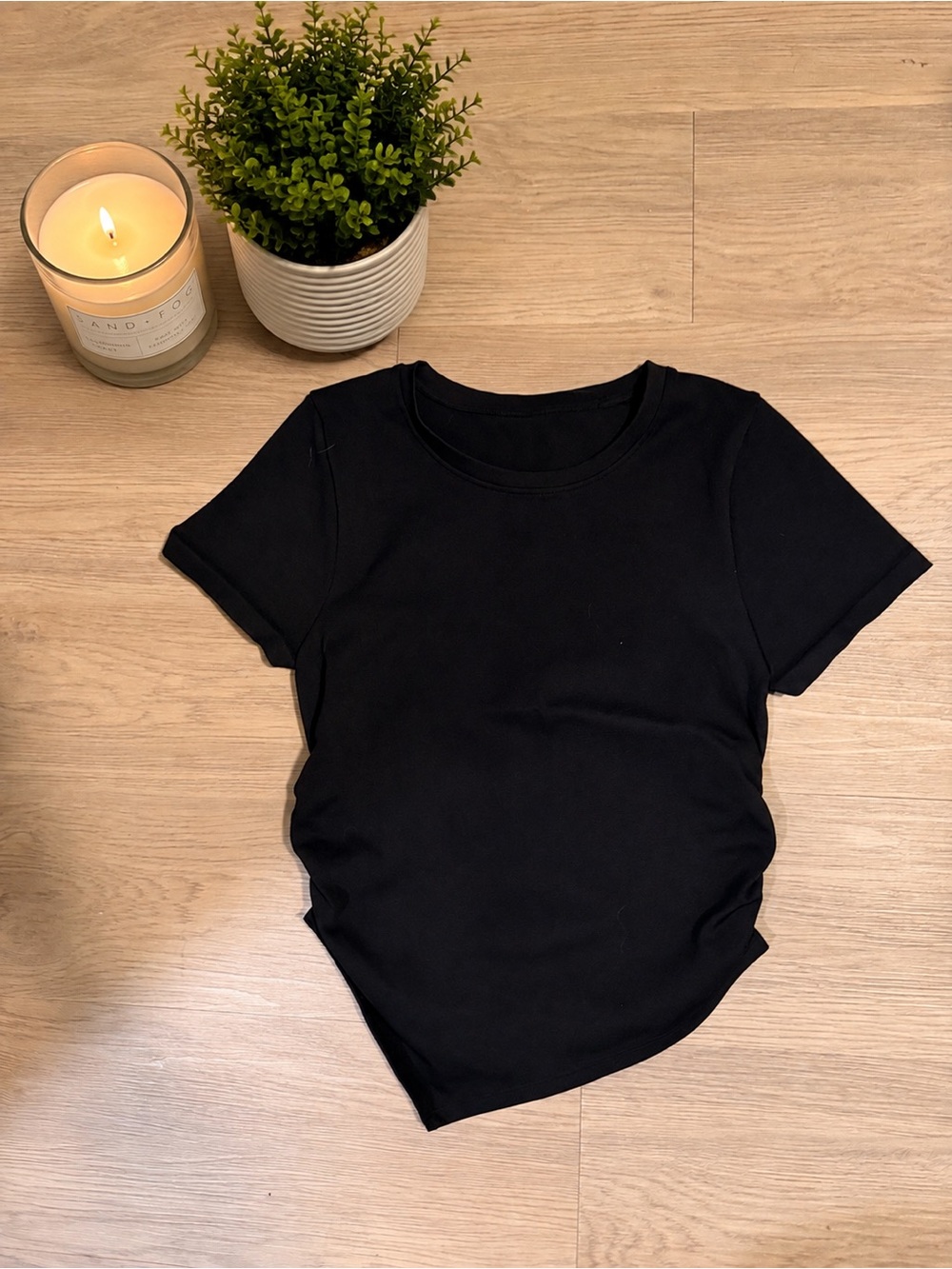 OQQ Classic Black Women's Crewneck Stretch Tee